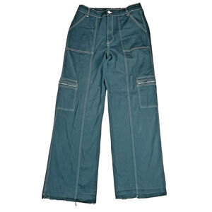 Rachel Paige Y2K Style Cargo Pants Size L Dark Green Grunge Wide Leg High Rise